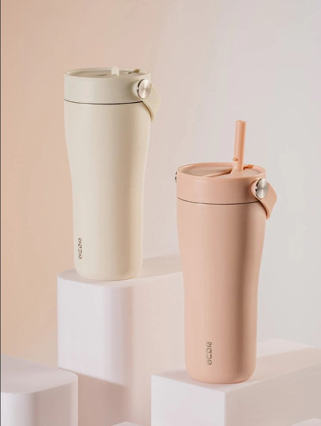 Drinkfles wit en roze