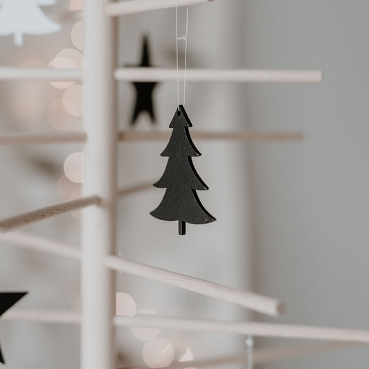 Kersthanger | Houten Kerstboom Zwart (set van 8)
