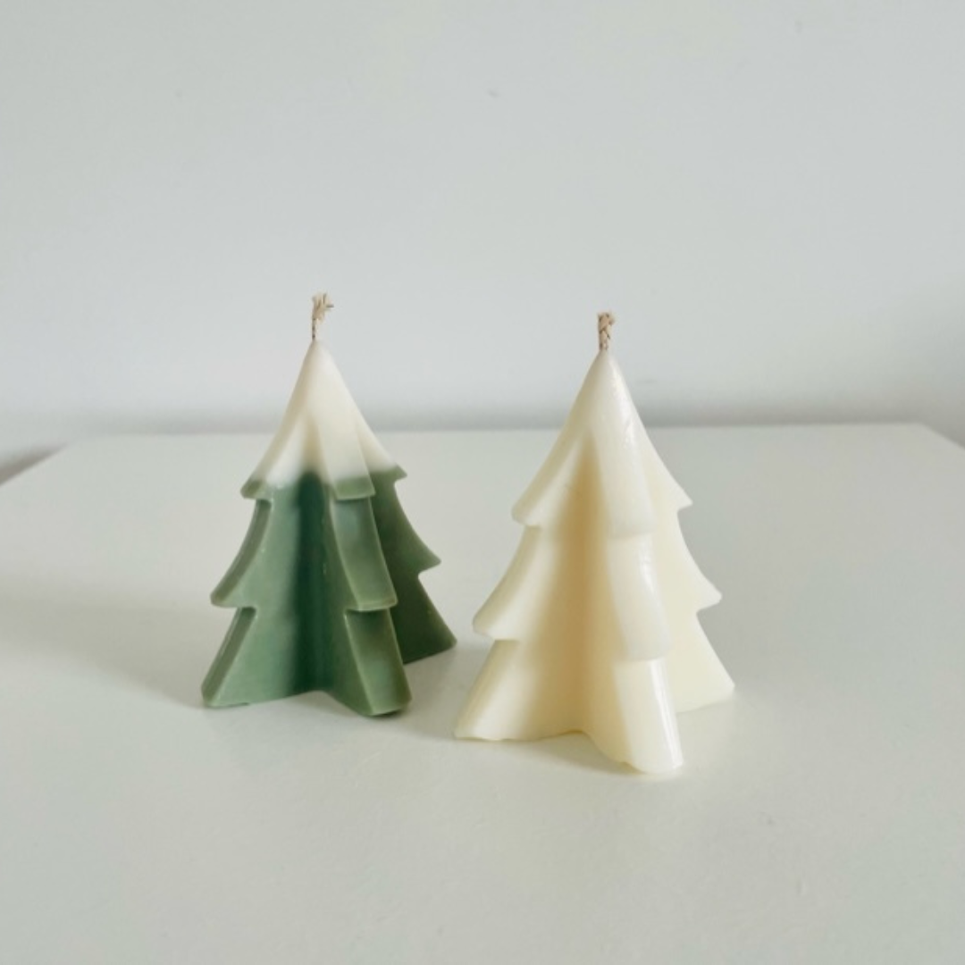 kaars kerstboom klein groen wit