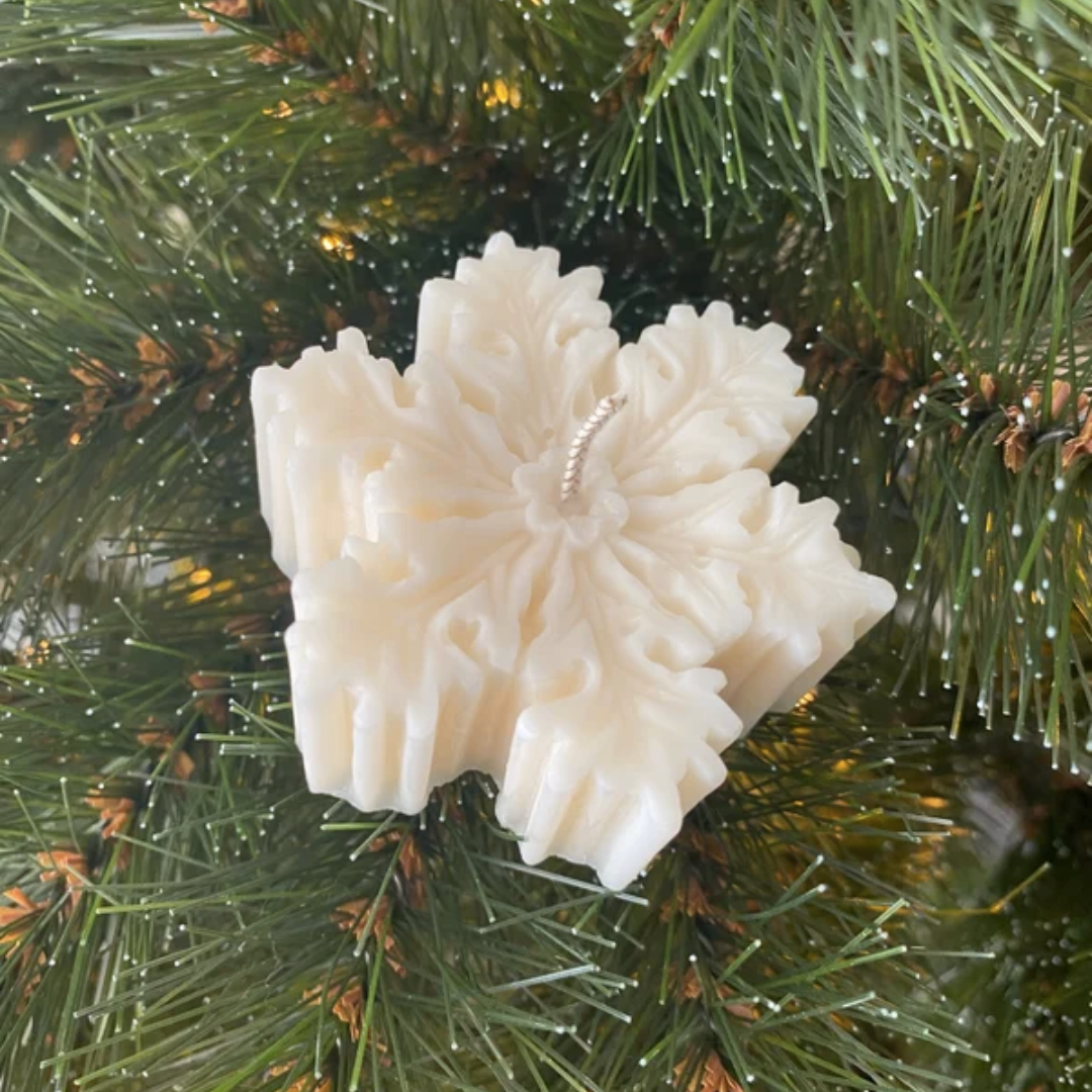 kaars sneeuwvlok wit op dennetak