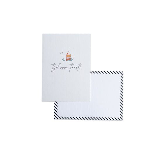 ansichtkaart met taart tekening en tekst tijd voor taart