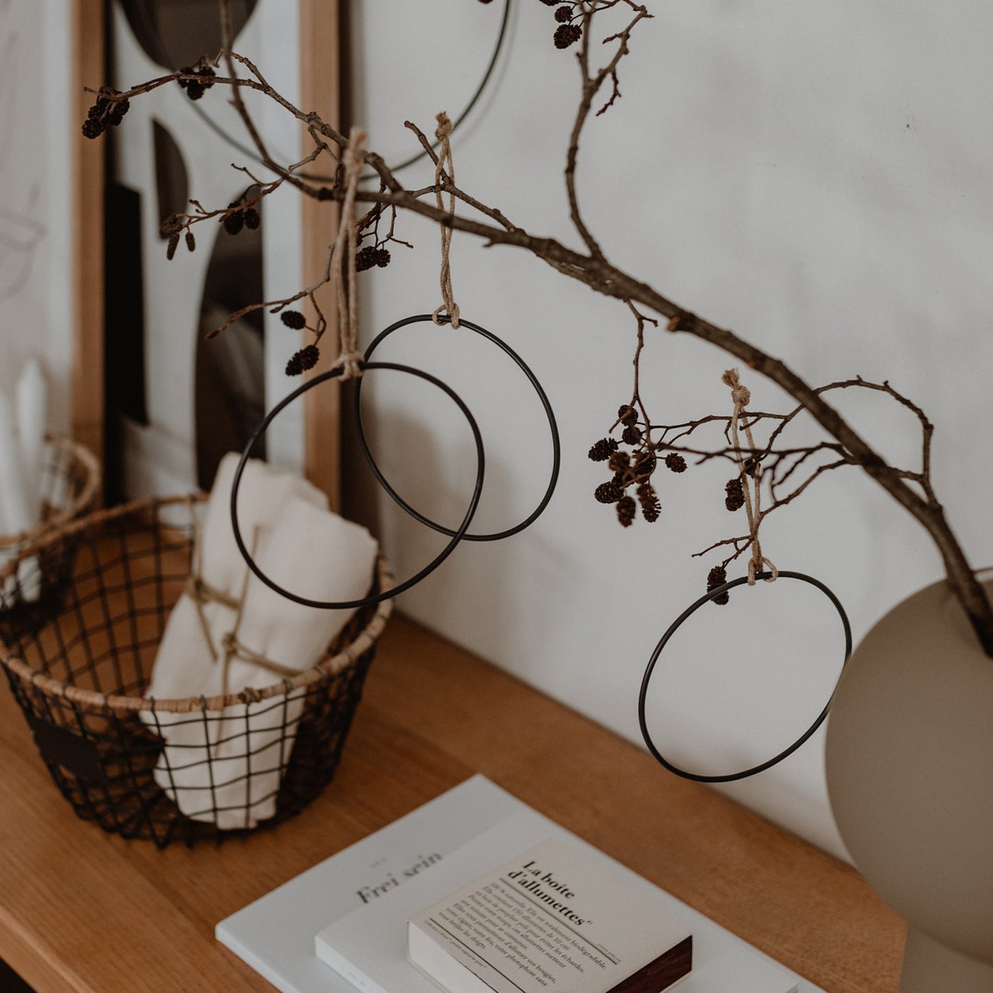 Kersthanger metalen cirkel zwart