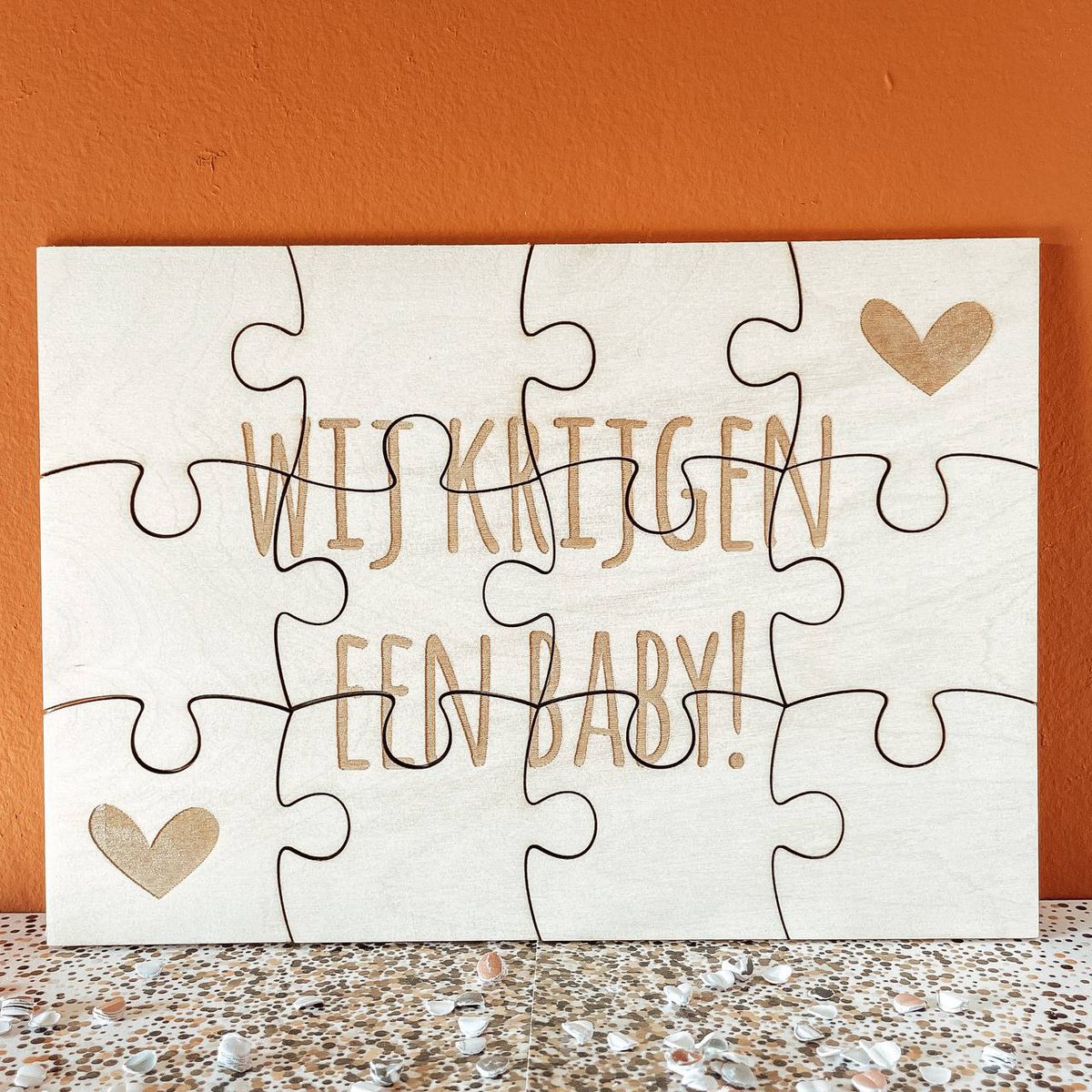 Zwangerschapsaankondiging houten puzzel wij krijgen een baby