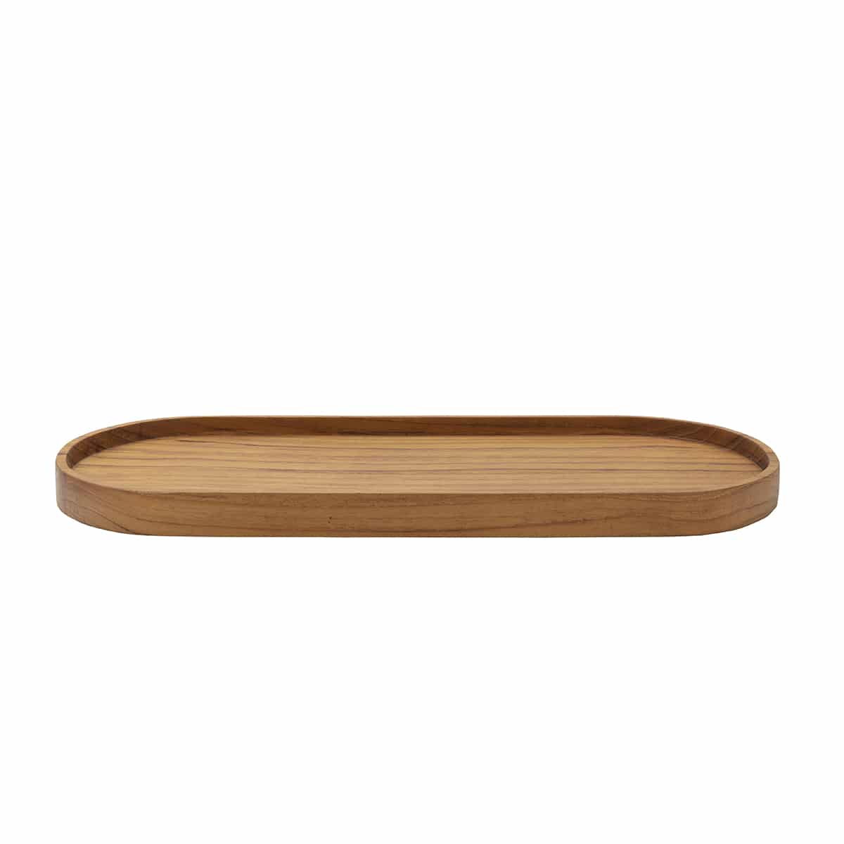 Ovale houten serveerplank zijaanzicht