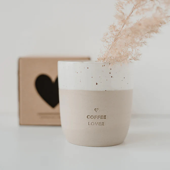 Koffiemok Eulenschnitt met tekst coffeelover